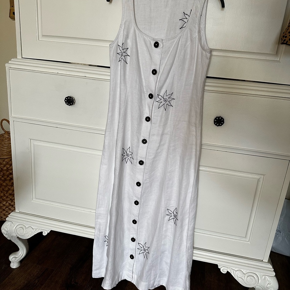 Madewell White and Black Buttoned Sleeveless Sundress